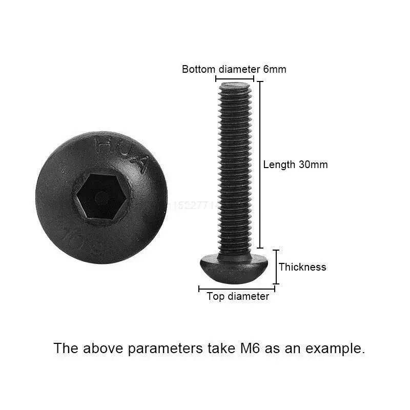 10-50pcs/lot ISO7380 Hex Screw M2 M2.5 M3 M4 M5 M6 M8 Black Button Head Hex Socket Cap Screw Hexagon Socket Round Head Screws