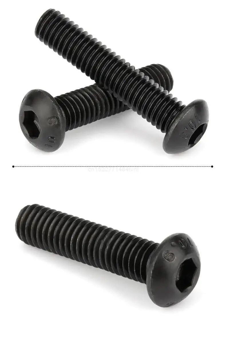 10-50pcs/lot ISO7380 Hex Screw M2 M2.5 M3 M4 M5 M6 M8 Black Button Head Hex Socket Cap Screw Hexagon Socket Round Head Screws