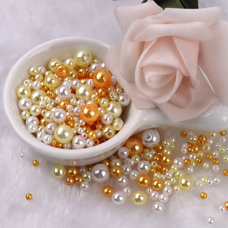 150pcs Mix 3-8mm Colorful Pearls Beads Imitation Plastic Beads for Needdlework Jewelry Making DIY Beacelet Necklace Findings