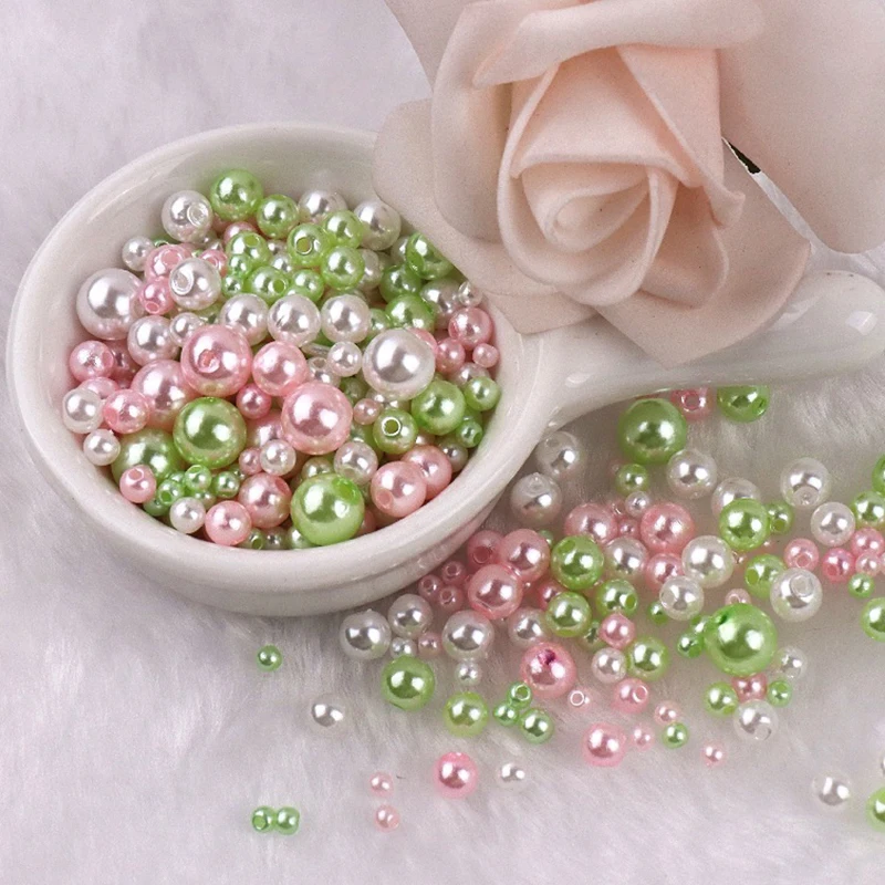 150pcs Mix 3-8mm Colorful Pearls Beads Imitation Plastic Beads for Needdlework Jewelry Making DIY Beacelet Necklace Findings