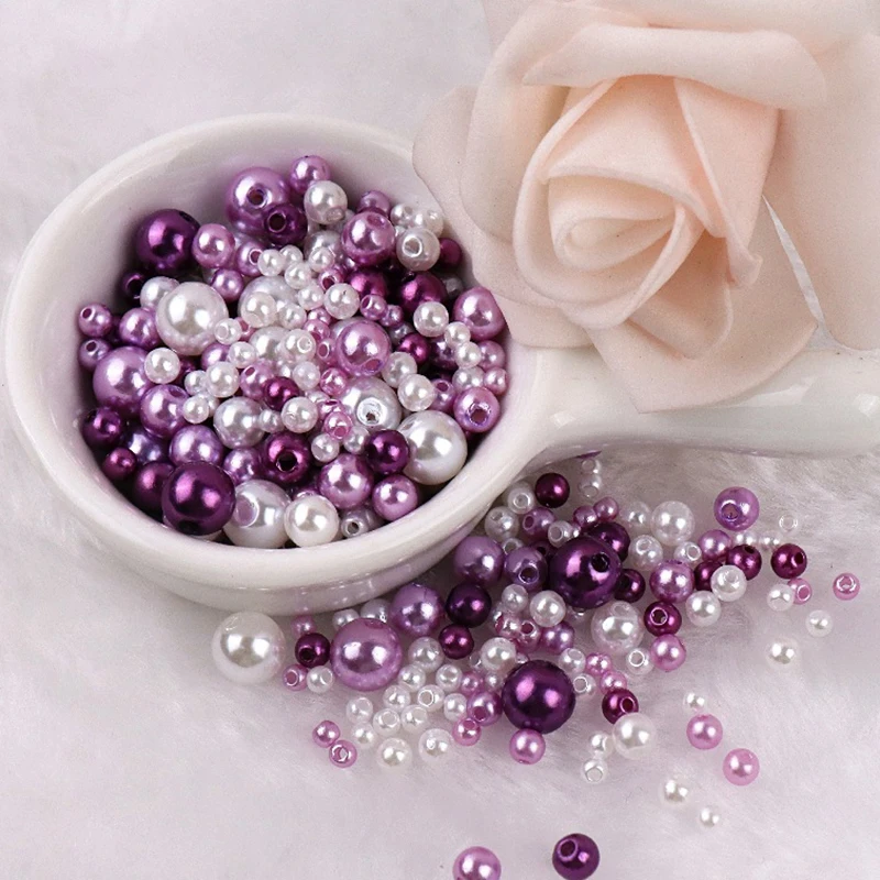 150pcs Mix 3-8mm Colorful Pearls Beads Imitation Plastic Beads for Needdlework Jewelry Making DIY Beacelet Necklace Findings