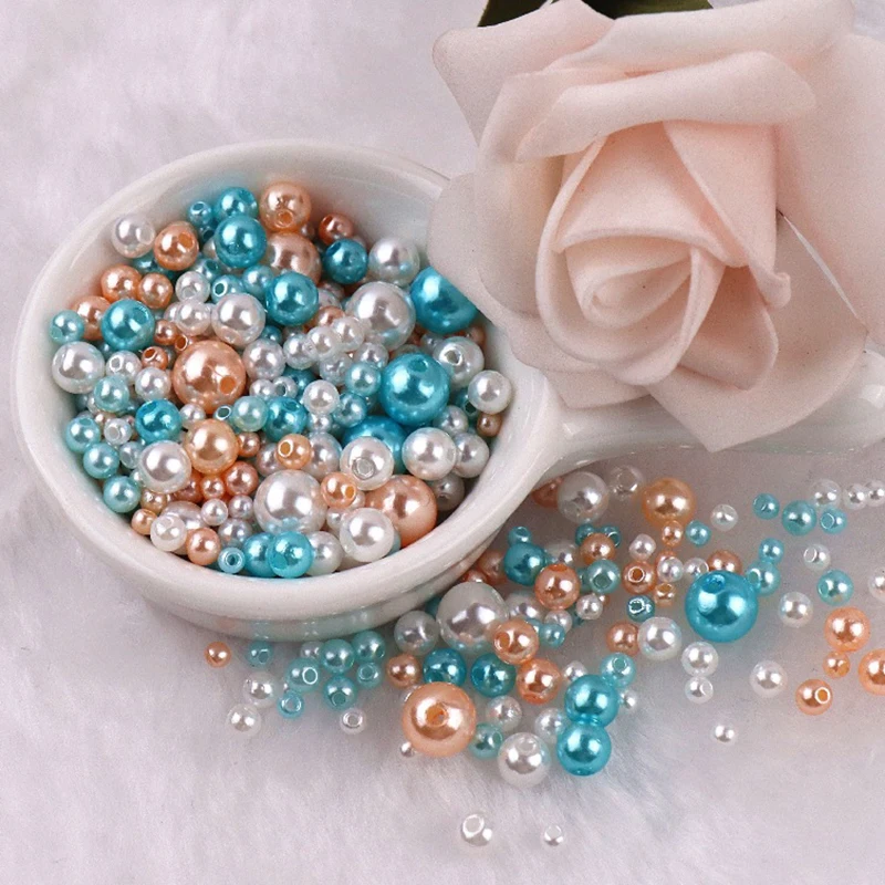 150pcs Mix 3-8mm Colorful Pearls Beads Imitation Plastic Beads for Needdlework Jewelry Making DIY Beacelet Necklace Findings