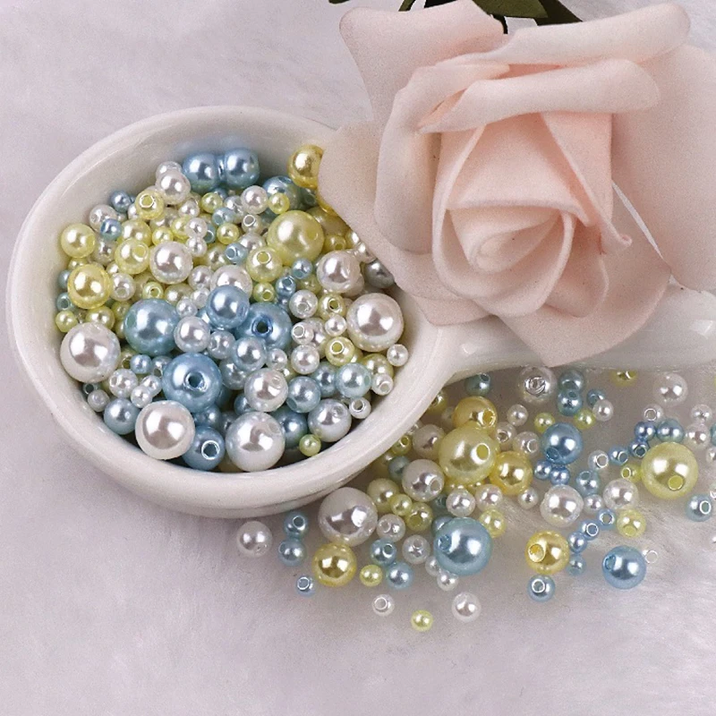 150pcs Mix 3-8mm Colorful Pearls Beads Imitation Plastic Beads for Needdlework Jewelry Making DIY Beacelet Necklace Findings