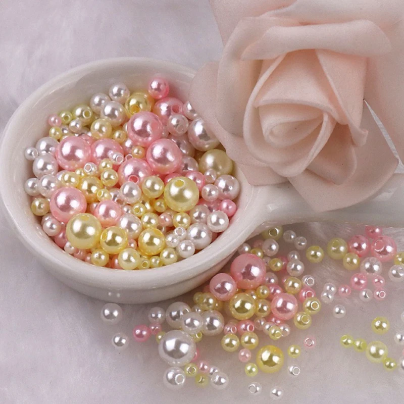 150pcs Mix 3-8mm Colorful Pearls Beads Imitation Plastic Beads for Needdlework Jewelry Making DIY Beacelet Necklace Findings