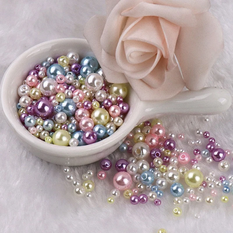 150pcs Mix 3-8mm Colorful Pearls Beads Imitation Plastic Beads for Needdlework Jewelry Making DIY Beacelet Necklace Findings