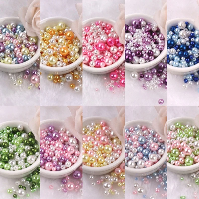 150pcs Mix 3-8mm Colorful Pearls Beads Imitation Plastic Beads for Needdlework Jewelry Making DIY Beacelet Necklace Findings
