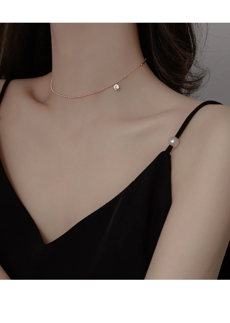 CIAXY Silver Color Lucky Beanie Letter Necklace for Women Ins Asymmetry Short Clavicle Chain Choker Temperament Jewelry Gift