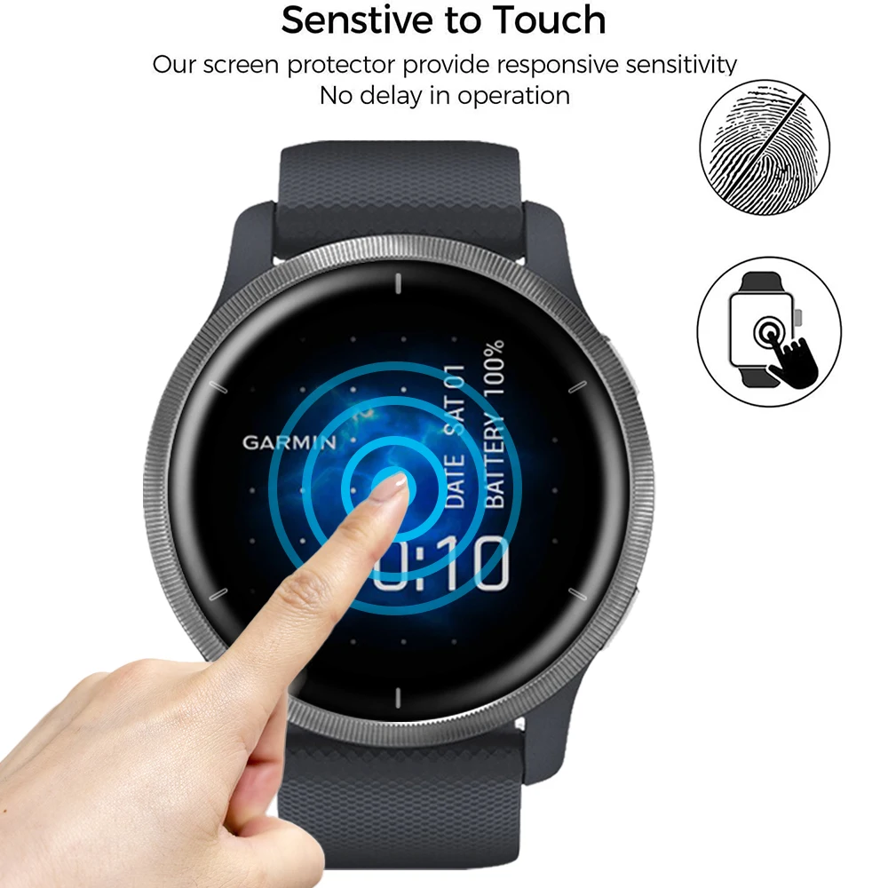 5D Soft Fibre Glass Protective Film For Garmin Venu 2 / Venu 2S Full Curved Cover Screen Protector for Smart Watch Accessories