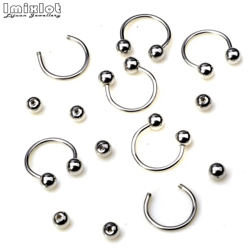 45/90Pcs Mixed Styles Stainless Steel Eyebrow Navel Belly Lip Tongue Nose Piercing Bar Ring Labret Barbell Tunnel Body Jewelry
