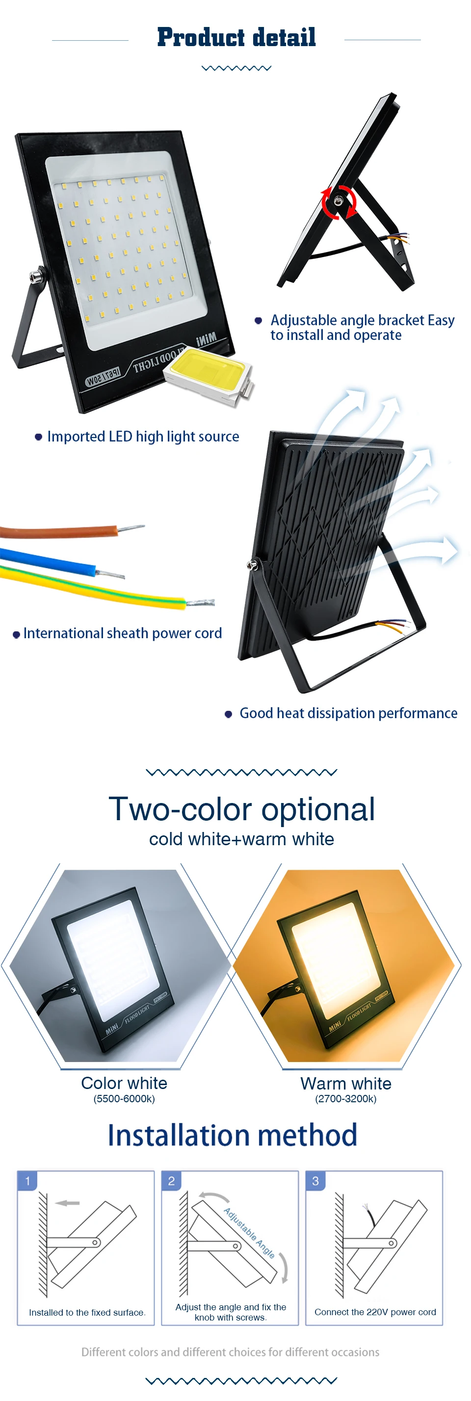 10W 20W 30W 50W 100W 150W 200W Led Flood Light 220V Outdoor Floodlight Spotlight IP67 Waterproof Street Lamp Landscape Lighting