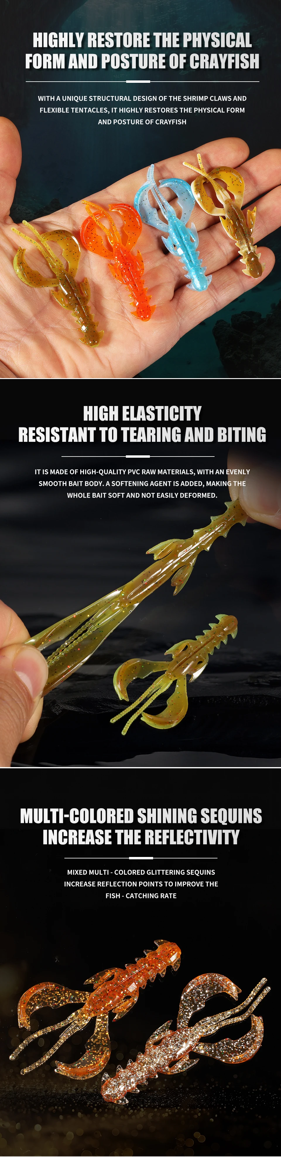 Supercontinent CRAZY 65mm/40mm Lobster Soft Lure Fishing Lures Attractive Shrimp odor salt Wobbler
