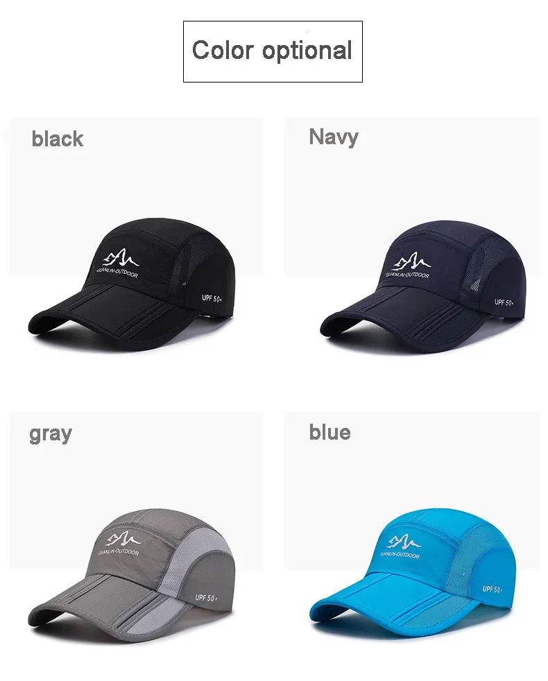 Summer Quick Drying Ultra-Thin Breathable Baseball Cap Men Women Snapback Folding Sport Outdoor Hiking Mountaineering Hat A138