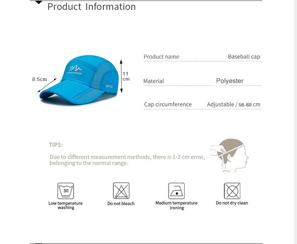 Summer Quick Drying Ultra-Thin Breathable Baseball Cap Men Women Snapback Folding Sport Outdoor Hiking Mountaineering Hat A138