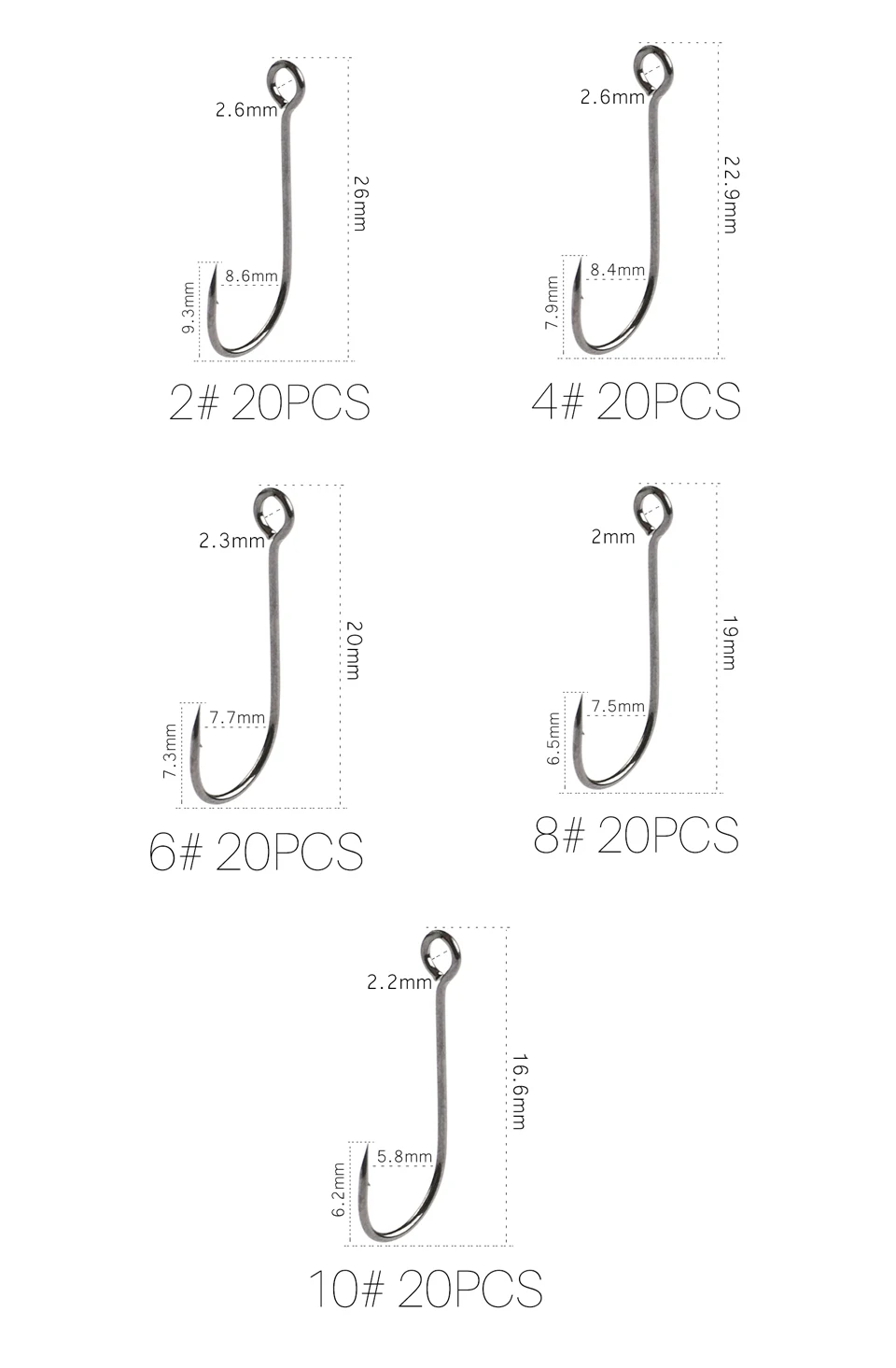 Supercontinent Barb Hook Fishing hook big ring Carbon Steel Single Hooks tackle Worm Hooks With big eyes Ring 20pcs