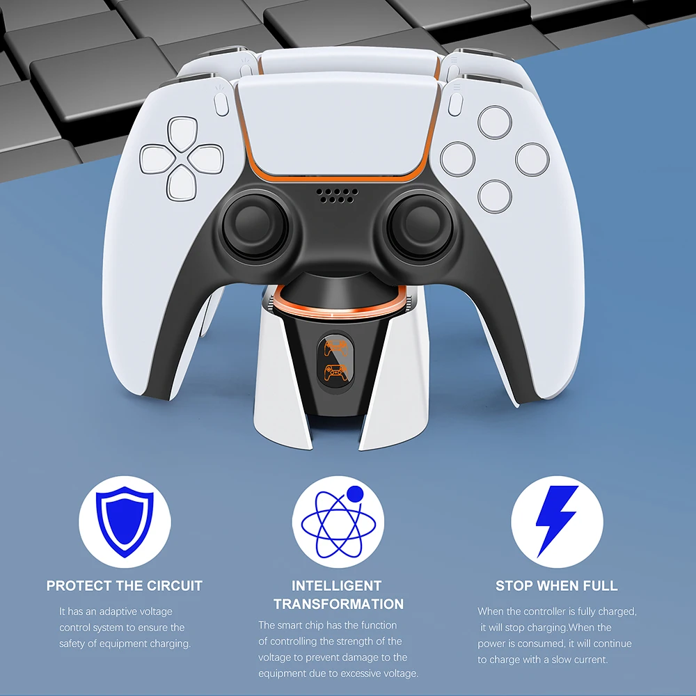 PS5 Controller Charging Dock Station 5V 2A Fast DualSense Joystick Charger With LED Breathing Light For for Playstation 5 Gampad