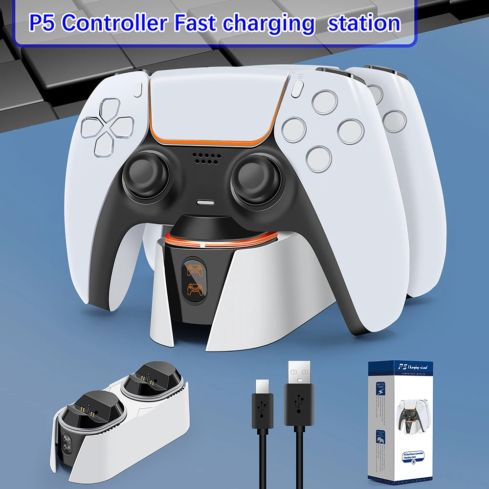 PS5 Controller Charging Dock Station 5V 2A Fast DualSense Joystick Charger With LED Breathing Light For for Playstation 5 Gampad