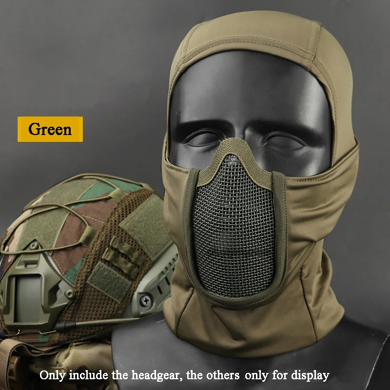 Tactical Balaclava Mesh Mask Airsoft Paintball Full Face Cover Ninja Style Hood Steel Metal Mask Foldable Design