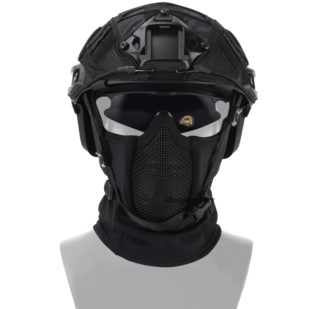 Tactical Balaclava Mesh Mask Airsoft Paintball Full Face Cover Ninja Style Hood Steel Metal Mask Foldable Design