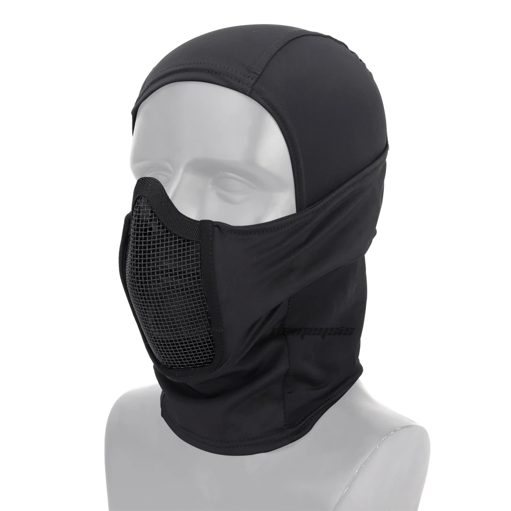 Tactical Balaclava Mesh Mask Airsoft Paintball Full Face Cover Ninja Style Hood Steel Metal Mask Foldable Design