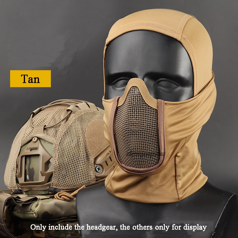 Tactical Balaclava Mesh Mask Airsoft Paintball Full Face Cover Ninja Style Hood Steel Metal Mask Foldable Design