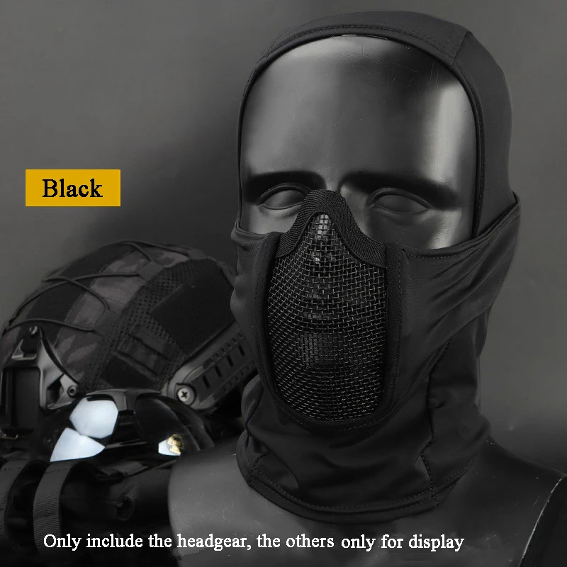 Tactical Balaclava Mesh Mask Airsoft Paintball Full Face Cover Ninja Style Hood Steel Metal Mask Foldable Design