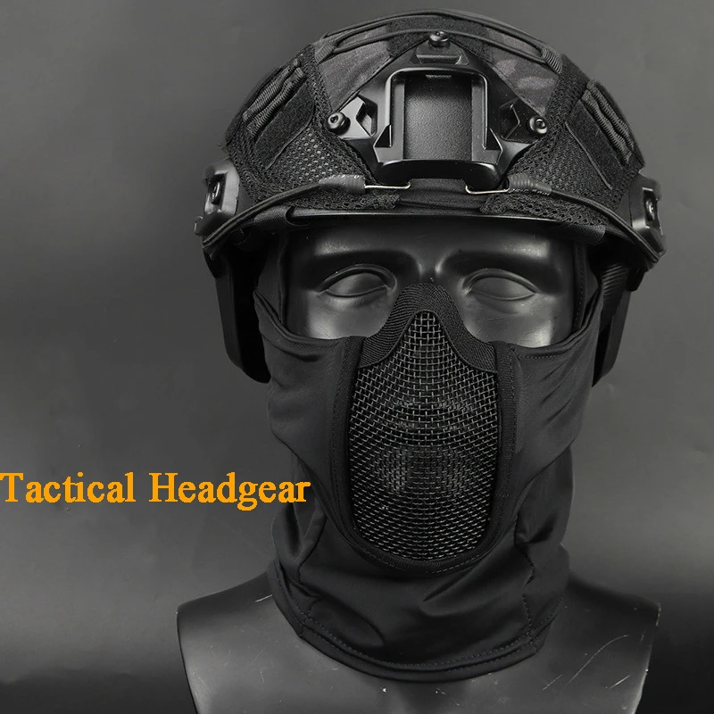 Tactical Balaclava Mesh Mask Airsoft Paintball Full Face Cover Ninja Style Hood Steel Metal Mask Foldable Design