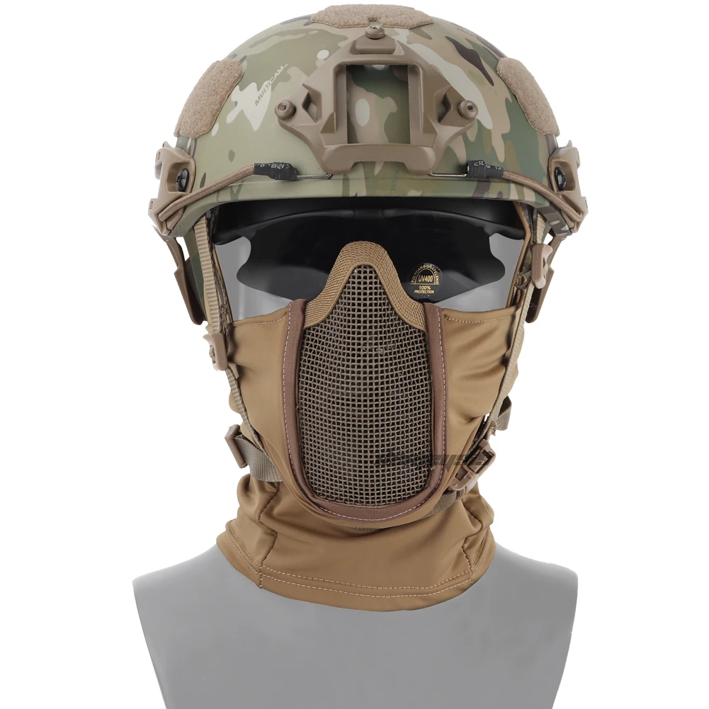 Tactical Balaclava Mesh Mask Airsoft Paintball Full Face Cover Ninja Style Hood Steel Metal Mask Foldable Design