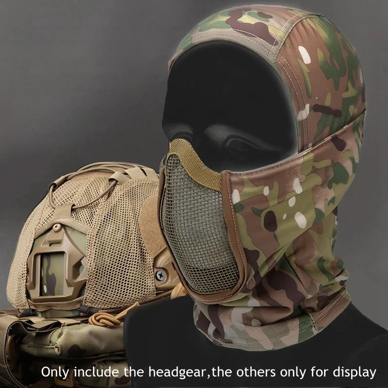 Tactical Balaclava Mesh Mask Airsoft Paintball Full Face Cover Ninja Style Hood Steel Metal Mask Foldable Design