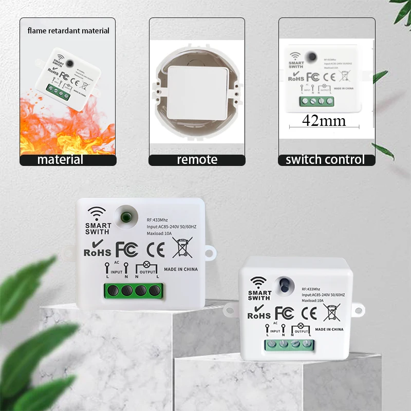 WIFI Mini switch Tuya Smart Life APP Push Button Light Switch RF 433Mhz Wall Panel DIY Relay Module Timer Google Home Alexa