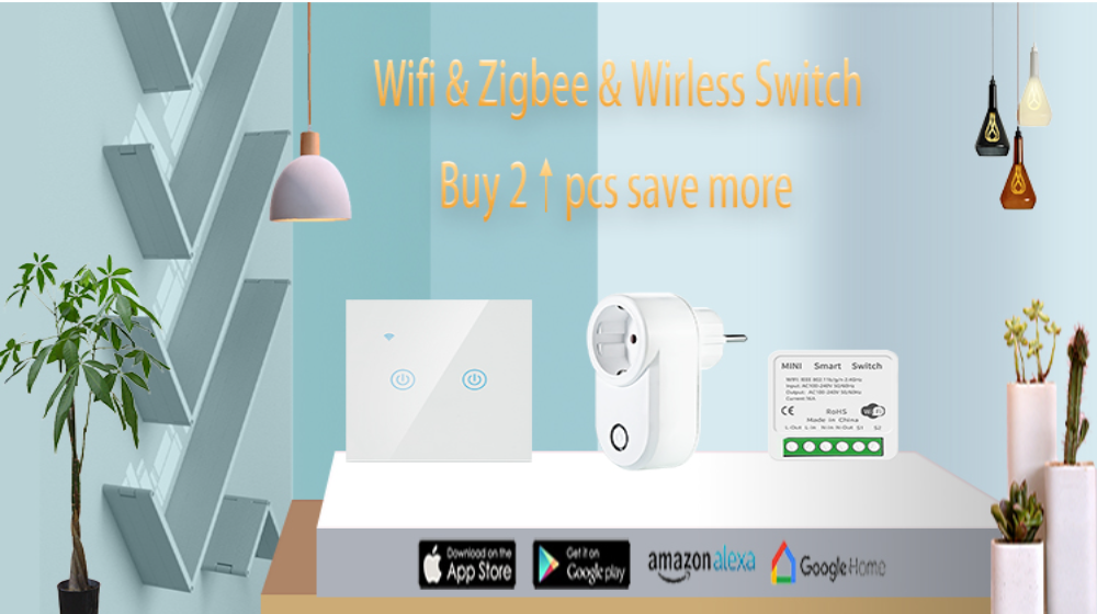 WIFI Mini switch Tuya Smart Life APP Push Button Light Switch RF 433Mhz Wall Panel DIY Relay Module Timer Google Home Alexa