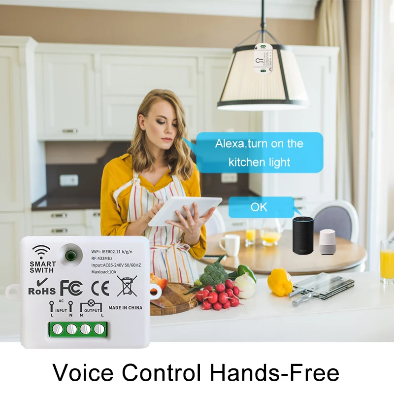 WIFI Mini switch Tuya Smart Life APP Push Button Light Switch RF 433Mhz Wall Panel DIY Relay Module Timer Google Home Alexa