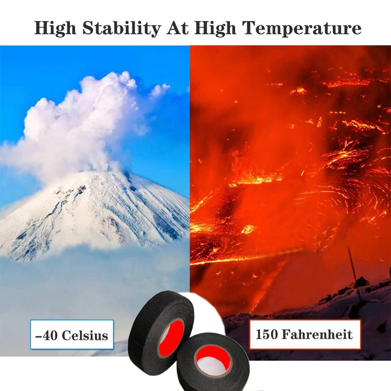 15M Heat-resistant Flame Retardant Fabric Tape Coroplast Adhesive Cloth Tape For Car Cable Harness Wiring Loom Protection
