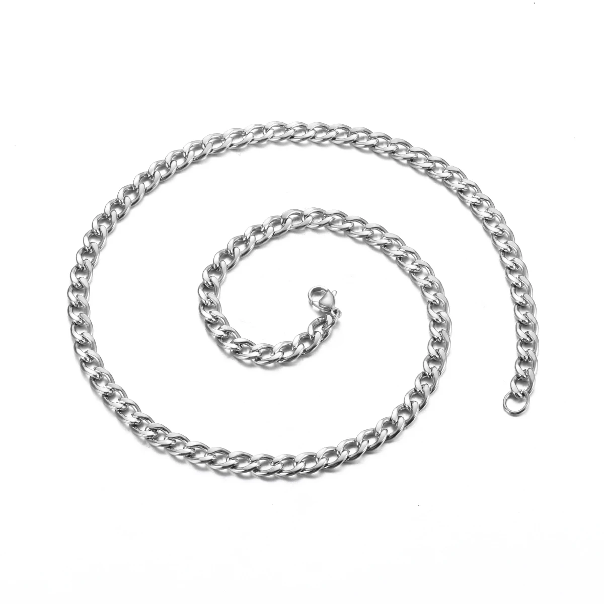 Width 3mm/4.5mm/5mm/6mm/7mm/7.5mm Stainless Steel Curb Cuban Link Chains Punk  Chain Necklace Chokers Jewelry For Men Women