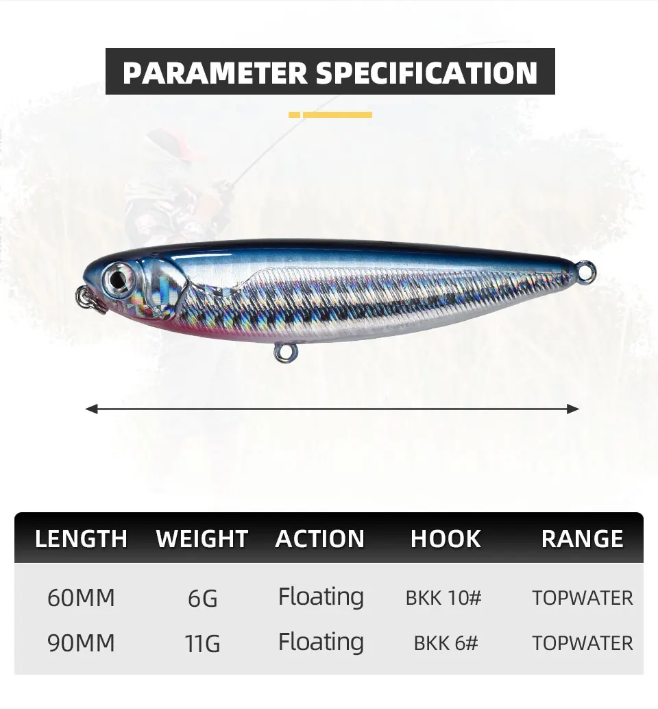 BLUX NATRIX 60/90 Topwater Pencil 60MM 90MM Surface Walker Fishing Lure Walk The Dog Artificial Saltwater Bass Hard Bait Tackle