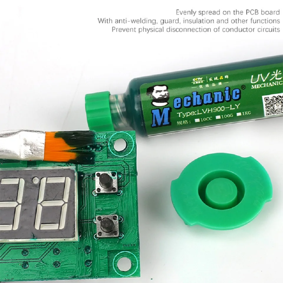 MECHANIC UV Photosensitive Solder Mask Ink BGA PCB Circuit Board Paint Soldering Paste Oil Insulating Prevent Corrosive Arcing