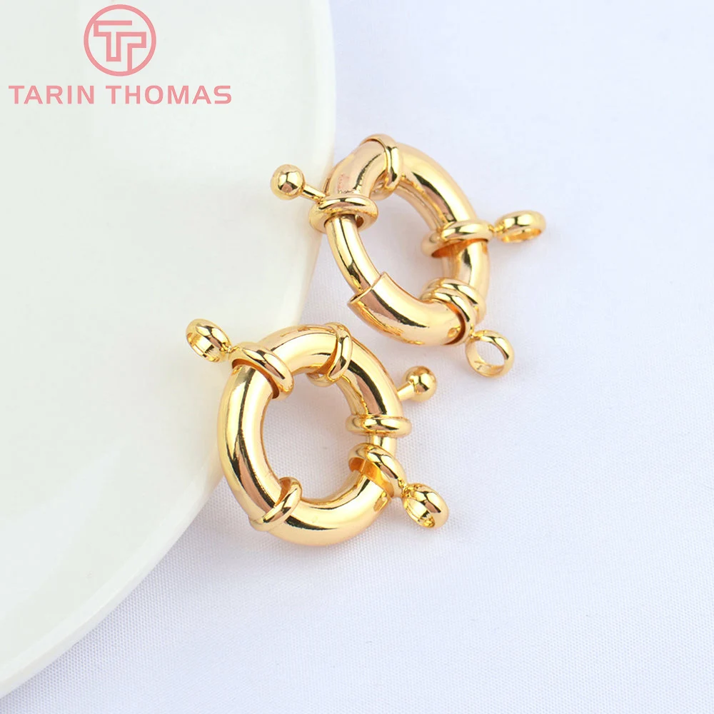 (2751)6PCS 11.5MM 13MM 15MM 21MM 24K Gold Color Brass 2 Holes Charms Bracelet Connector High Quality Diy Jewelry Accessories