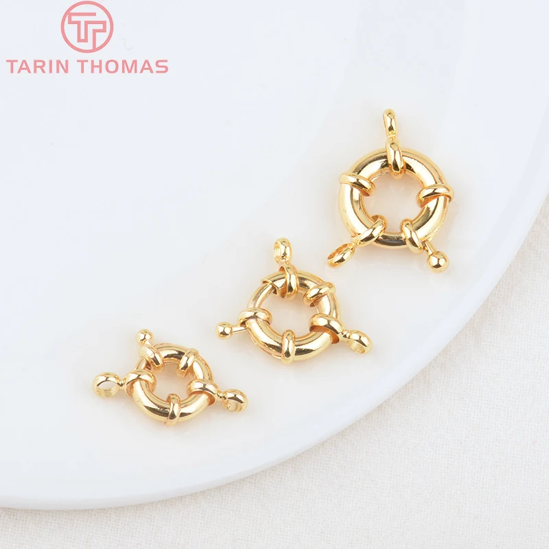 (2751)6PCS 11.5MM 13MM 15MM 21MM 24K Gold Color Brass 2 Holes Charms Bracelet Connector High Quality Diy Jewelry Accessories