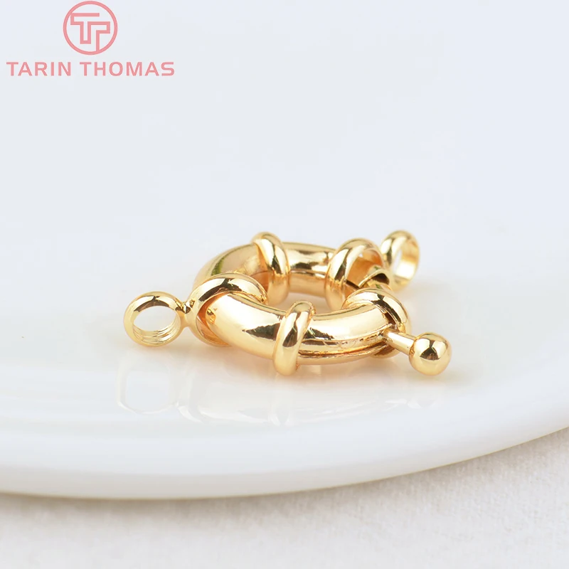 (2751)6PCS 11.5MM 13MM 15MM 21MM 24K Gold Color Brass 2 Holes Charms Bracelet Connector High Quality Diy Jewelry Accessories