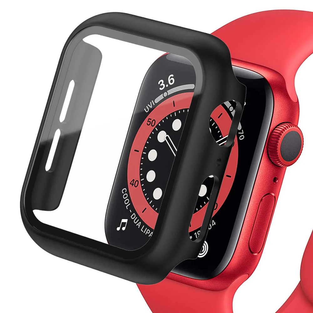 Glass+Matte Watch Cover for Apple Watch Case 45mm 41mm 44mm 40mm 42mm 38mm Bumper+Screen Protector for Iwatch SE 9 8 7 6 5 4 3 2