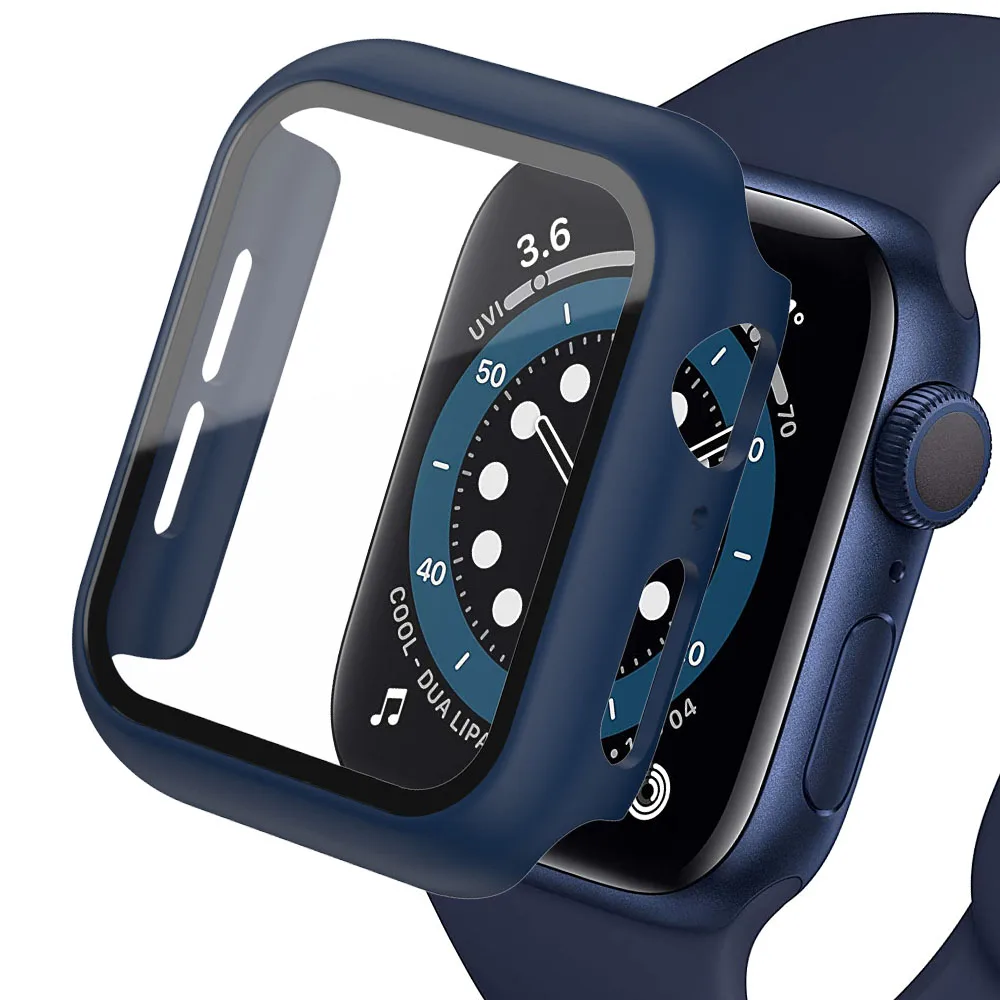 Glass+Matte Watch Cover for Apple Watch Case 45mm 41mm 44mm 40mm 42mm 38mm Bumper+Screen Protector for Iwatch SE 9 8 7 6 5 4 3 2