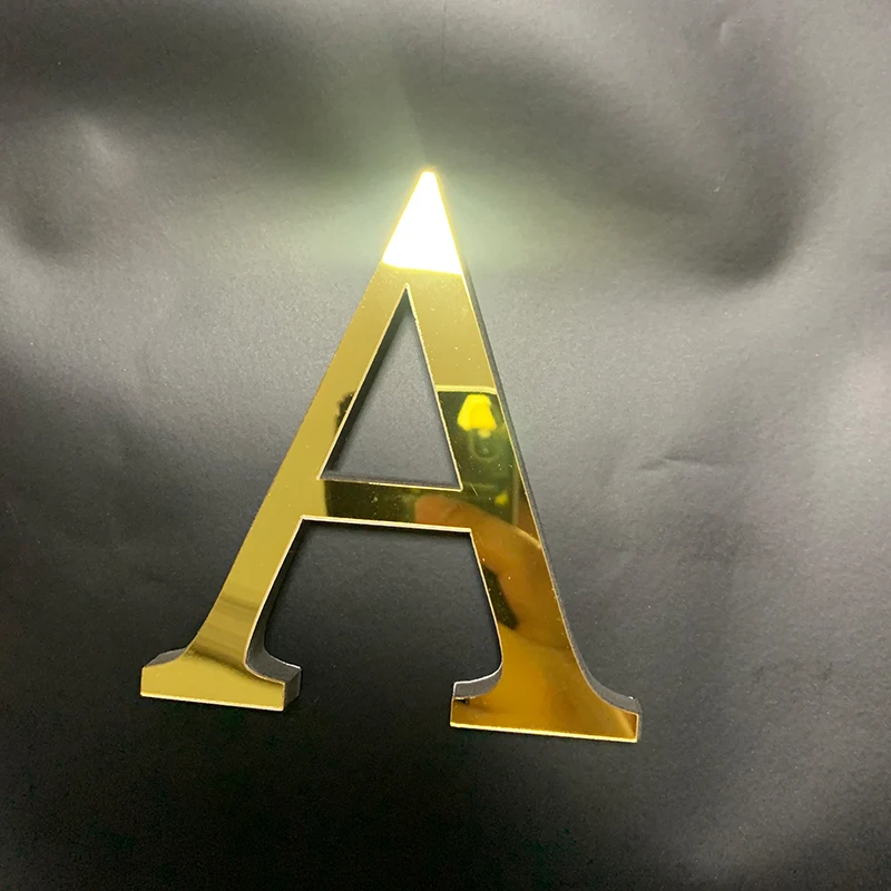 English Alphabet Acrylic Gold Wall Stickers Home Decor For Living Room Bedroom Cabinet 3D Mirror Poster Peel & Stick Wallpaper
