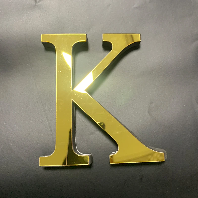 English Alphabet Acrylic Gold Wall Stickers Home Decor For Living Room Bedroom Cabinet 3D Mirror Poster Peel & Stick Wallpaper