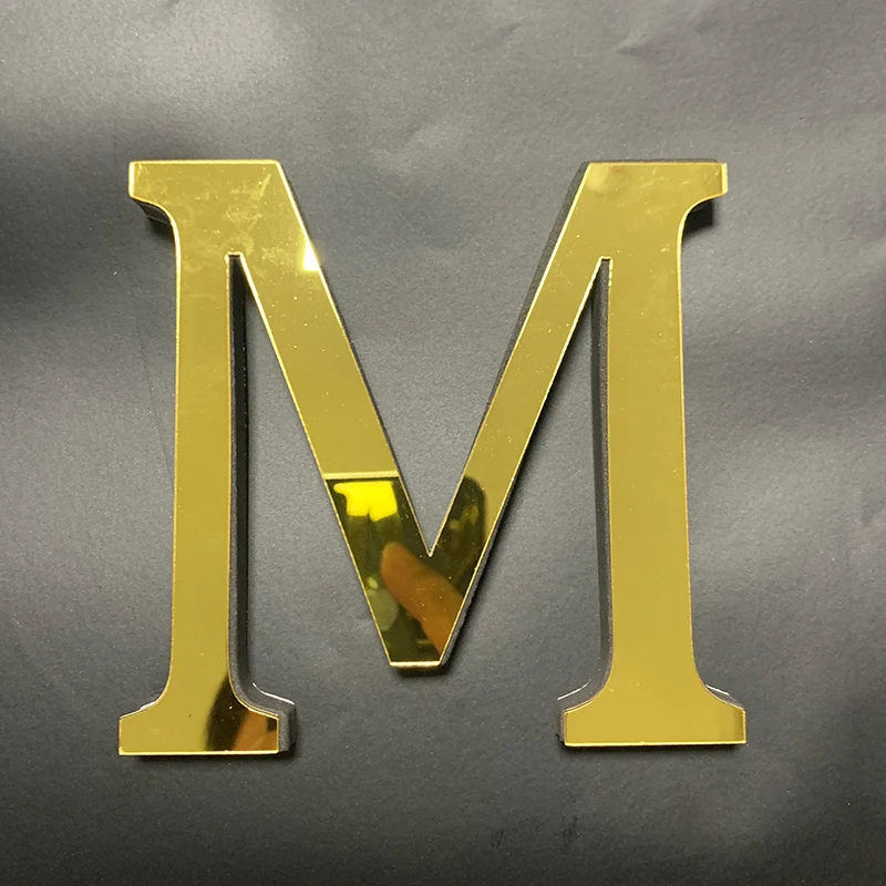 English Alphabet Acrylic Gold Wall Stickers Home Decor For Living Room Bedroom Cabinet 3D Mirror Poster Peel & Stick Wallpaper