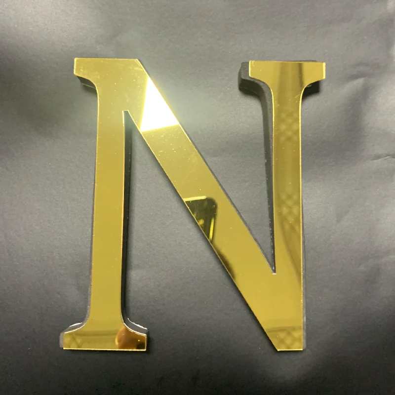 English Alphabet Acrylic Gold Wall Stickers Home Decor For Living Room Bedroom Cabinet 3D Mirror Poster Peel & Stick Wallpaper