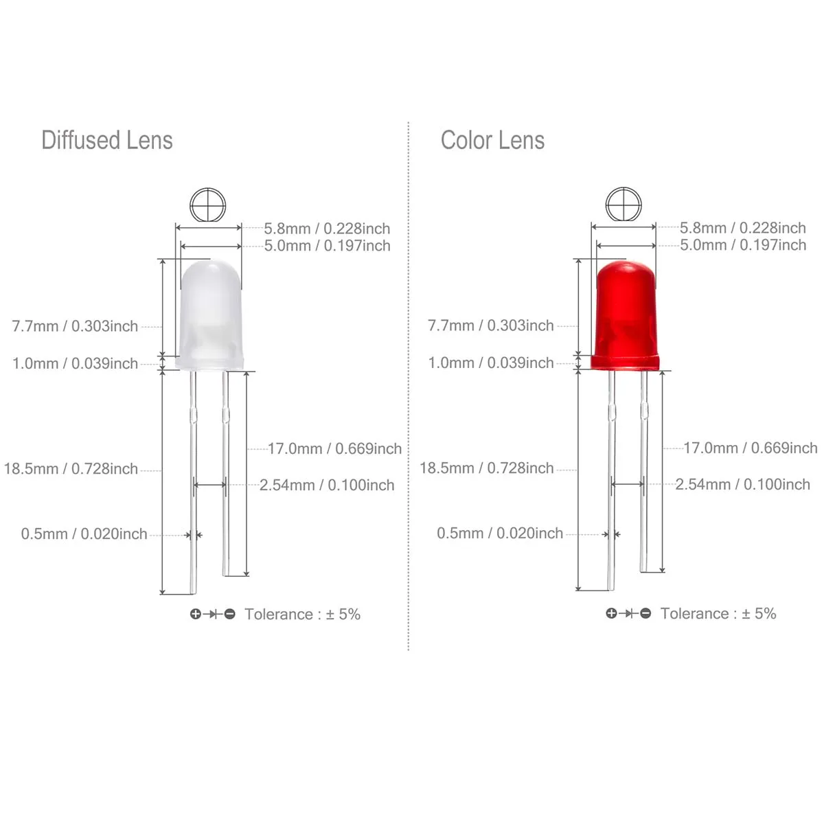 Diffused F5 5mm Led Diode Kit White Red Green Blue Yellow Orange 2V 3V Bulb Light Emitting Assortment Diy Arduino Pcb Circuit