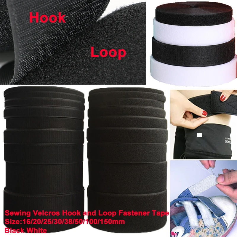 5M/Pair Hook Loop Tape Non-Adhesive Hook and Loop Sewing Fastener Tape Nylon Fabric Magic Tape For Sewing Accessories 16mm-150mm