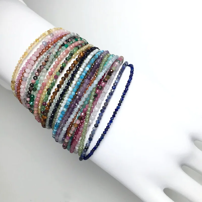 Natural Stone Rose Quartz Amethysts 2/3/4mm Small Round Section Stone Bracelet Mini Bracelet Are Suitable for Men and Women Gift