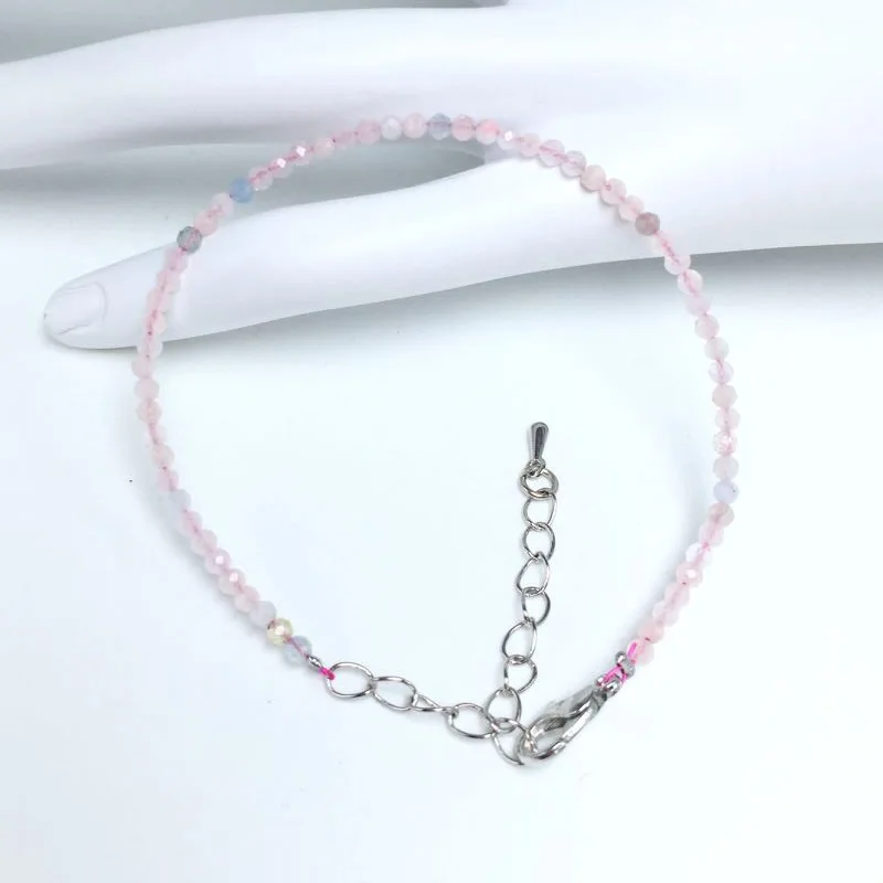 Natural Stone Rose Quartz Amethysts 2/3/4mm Small Round Section Stone Bracelet Mini Bracelet Are Suitable for Men and Women Gift