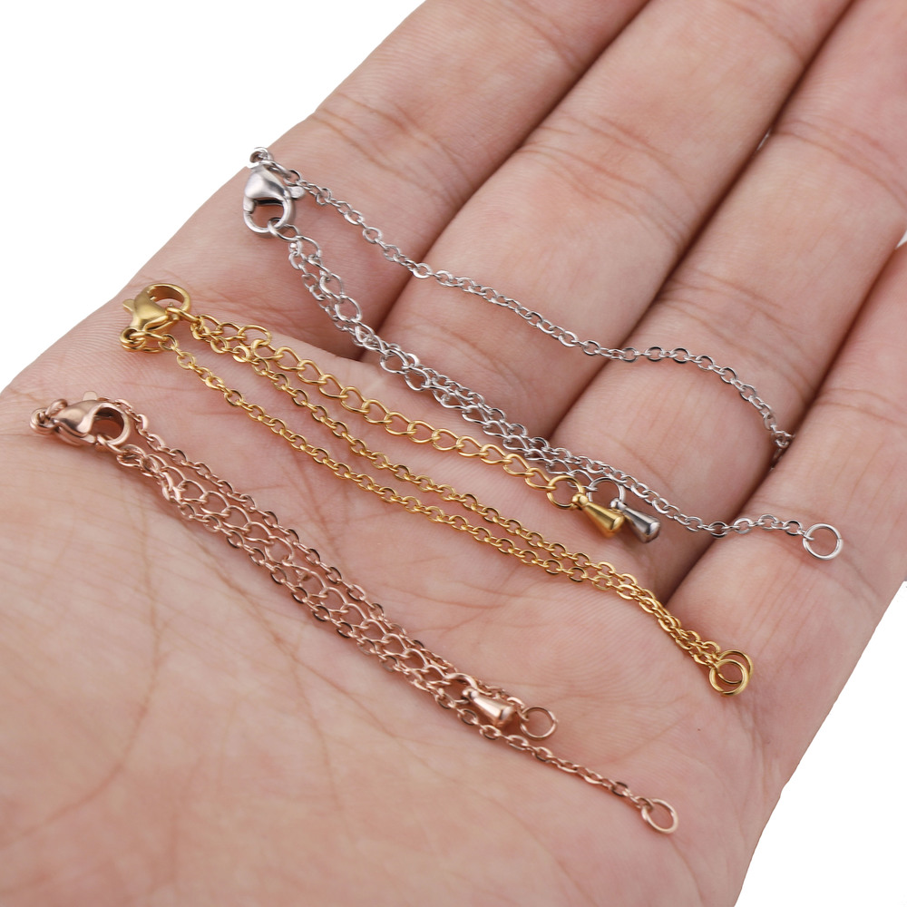 5pcs/lot Stainless Steel Width 1.5mm Adjustable Cuba Chain for Jewelry Making DIY Connector Charm Pendants Bracelets Anklet