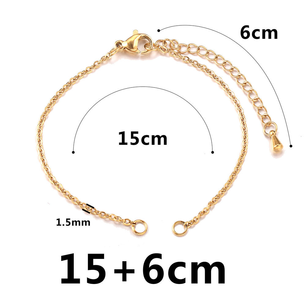 5pcs/lot Stainless Steel Width 1.5mm Adjustable Cuba Chain for Jewelry Making DIY Connector Charm Pendants Bracelets Anklet
